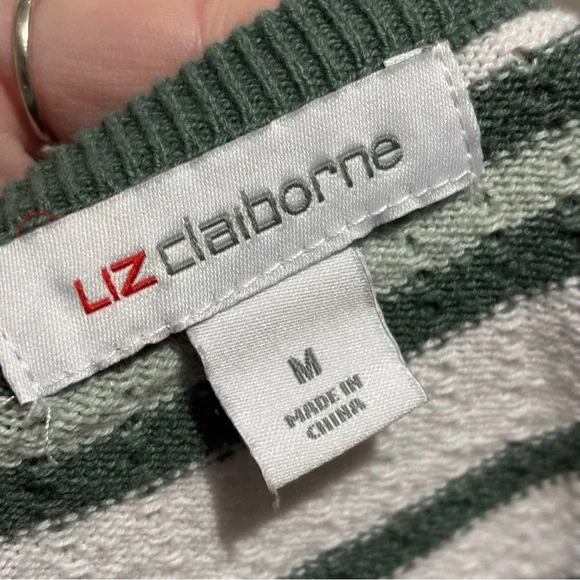 Vintage Liz Claiborne Striped Knit Short Sleeve Sweater - Size Medium - Picture 7 of 7